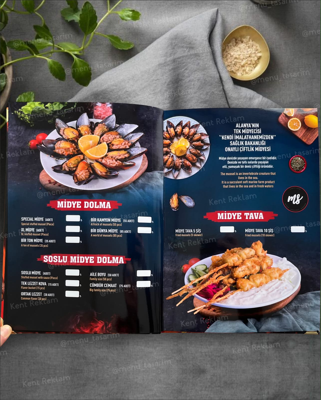 MİDYECİ SÜLO ALANYA kurumsal restoran cafe menü tasarımı ve baskısı